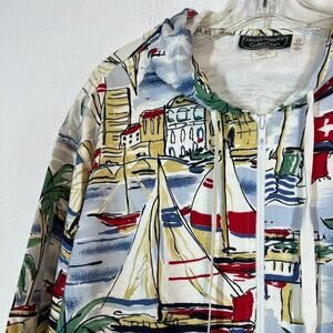 Vintage Jacket Sailboats Sailing Hoodie Zip Novelty Vacation Cruise Small